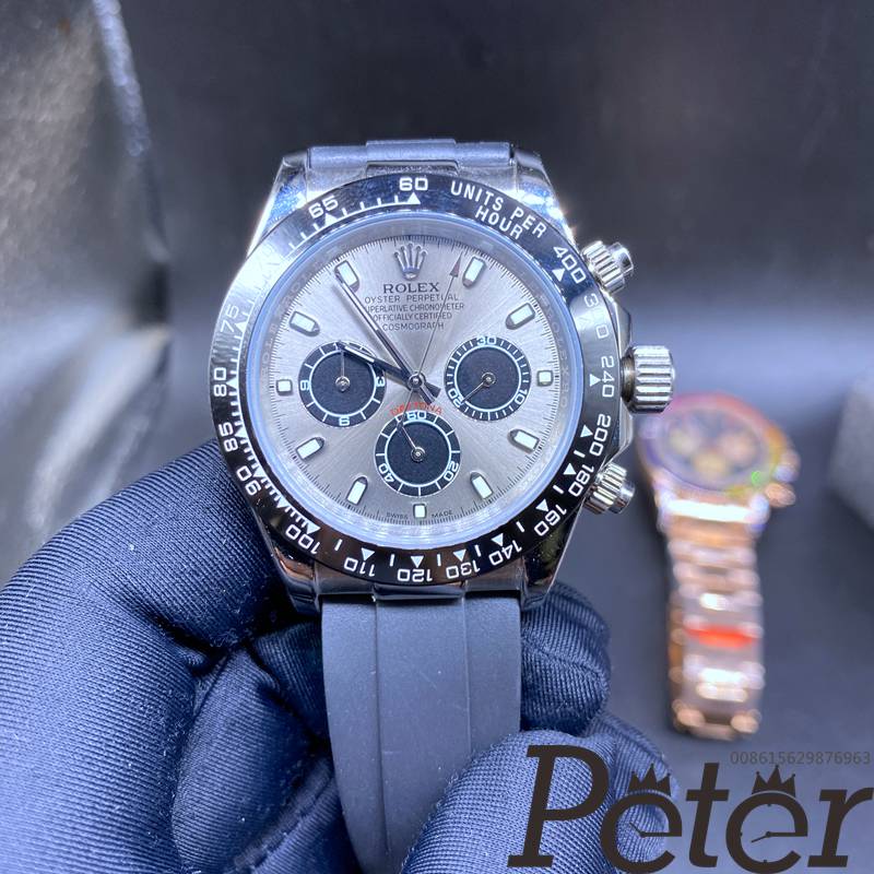 Daytona AAA automatic silver case gray dial black rubber oysterflex S020