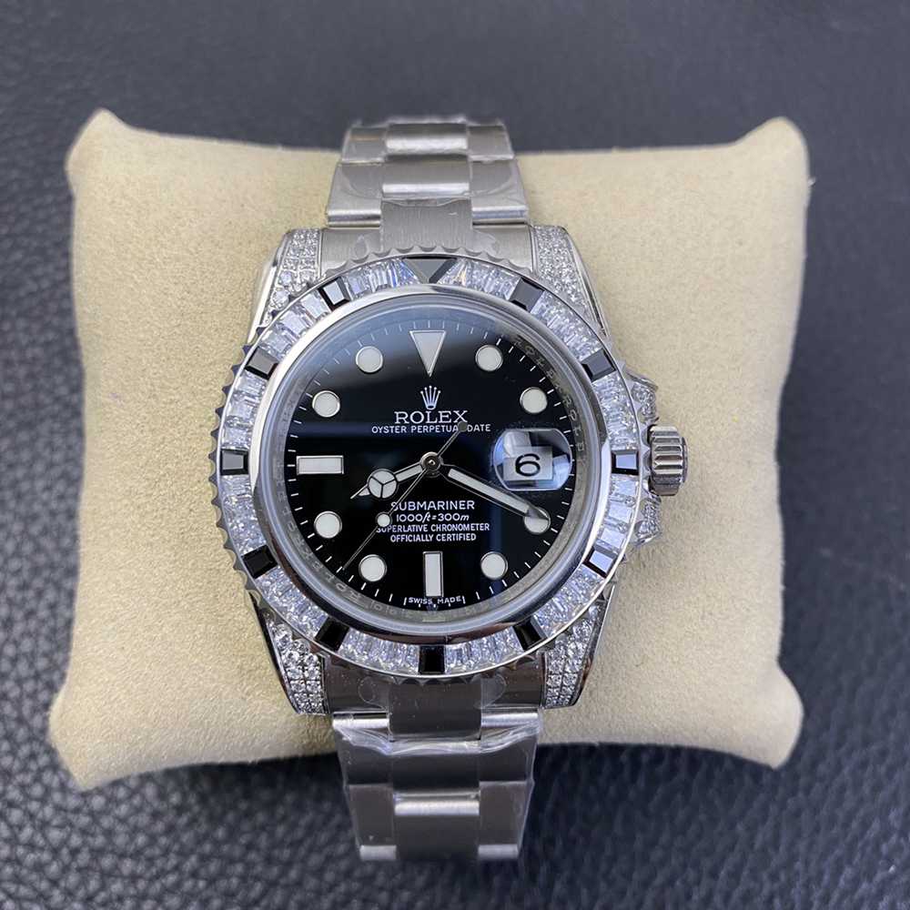 SUB black dial baguette stones bezel silver case 40mm KS factory high quality