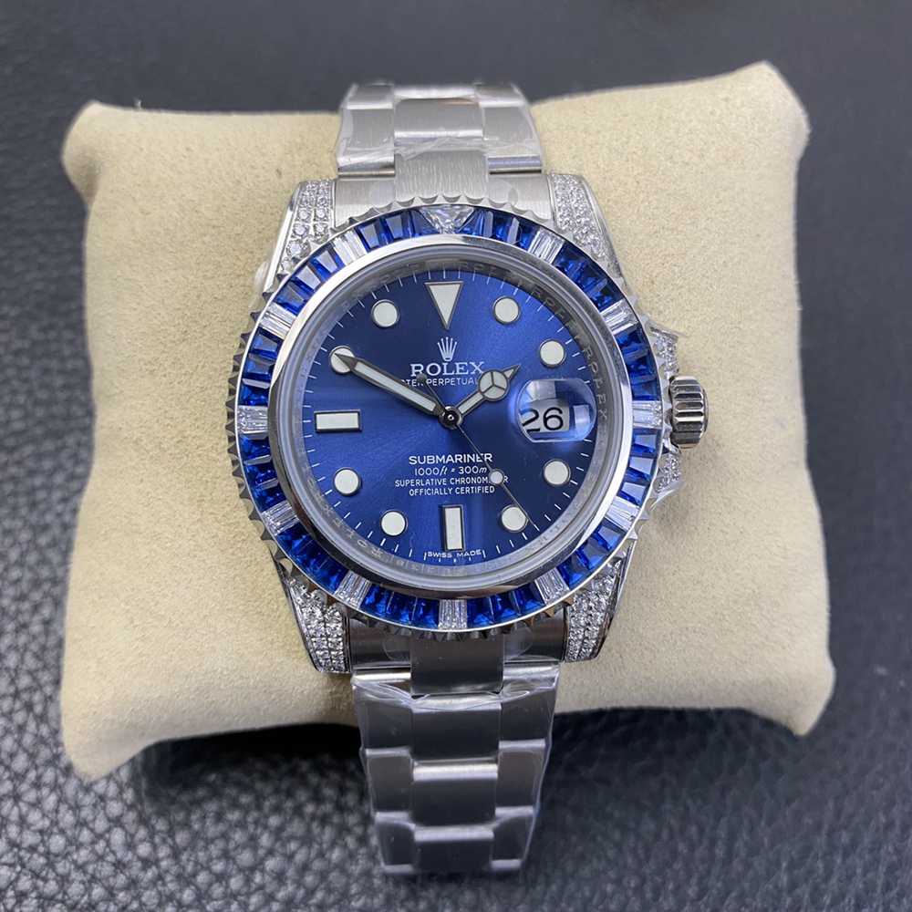 SUB blue high grade diamonds baguette bezel 2836 movement KSxxx