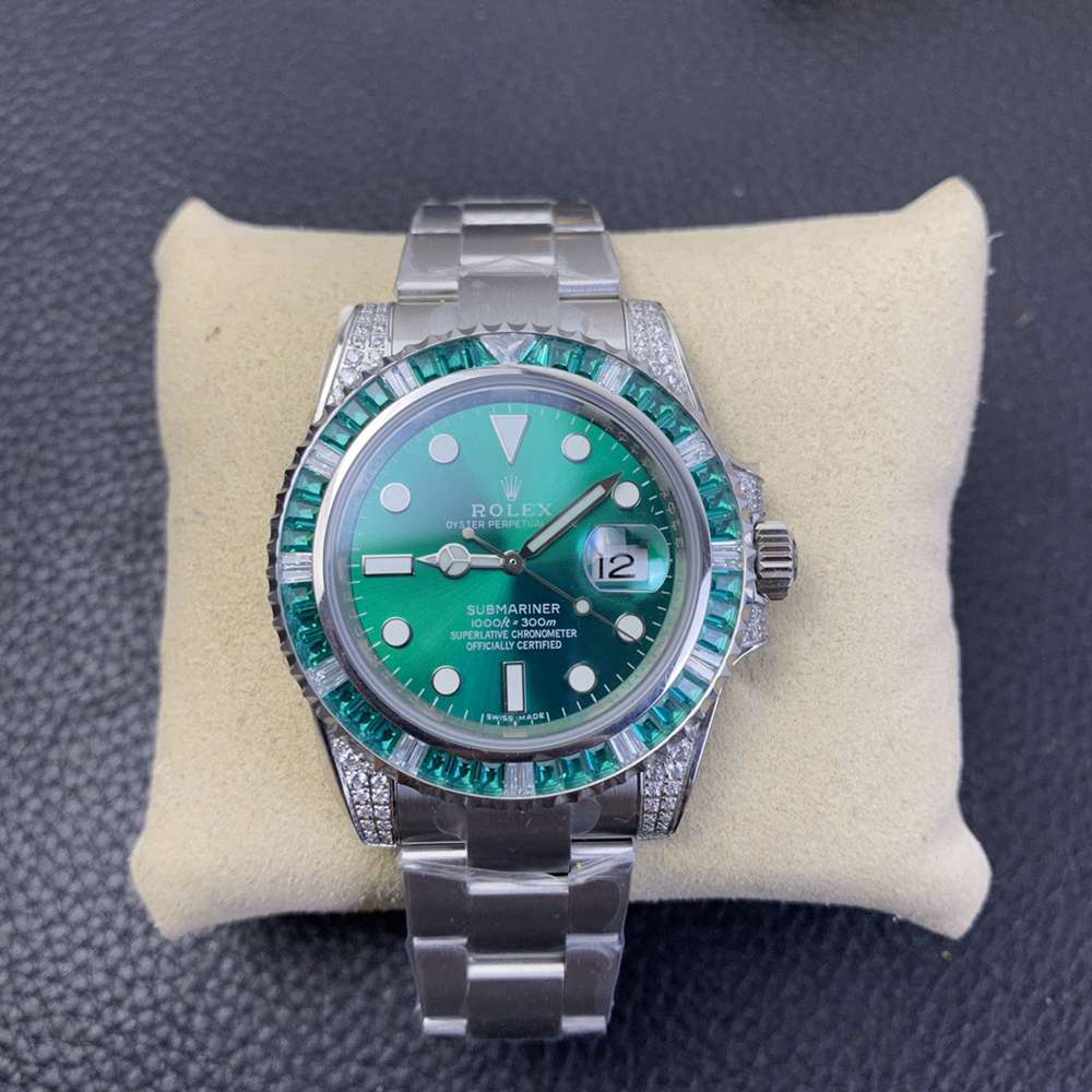 SUB green baguette stones bezel high quality 2836 movement KSxxx