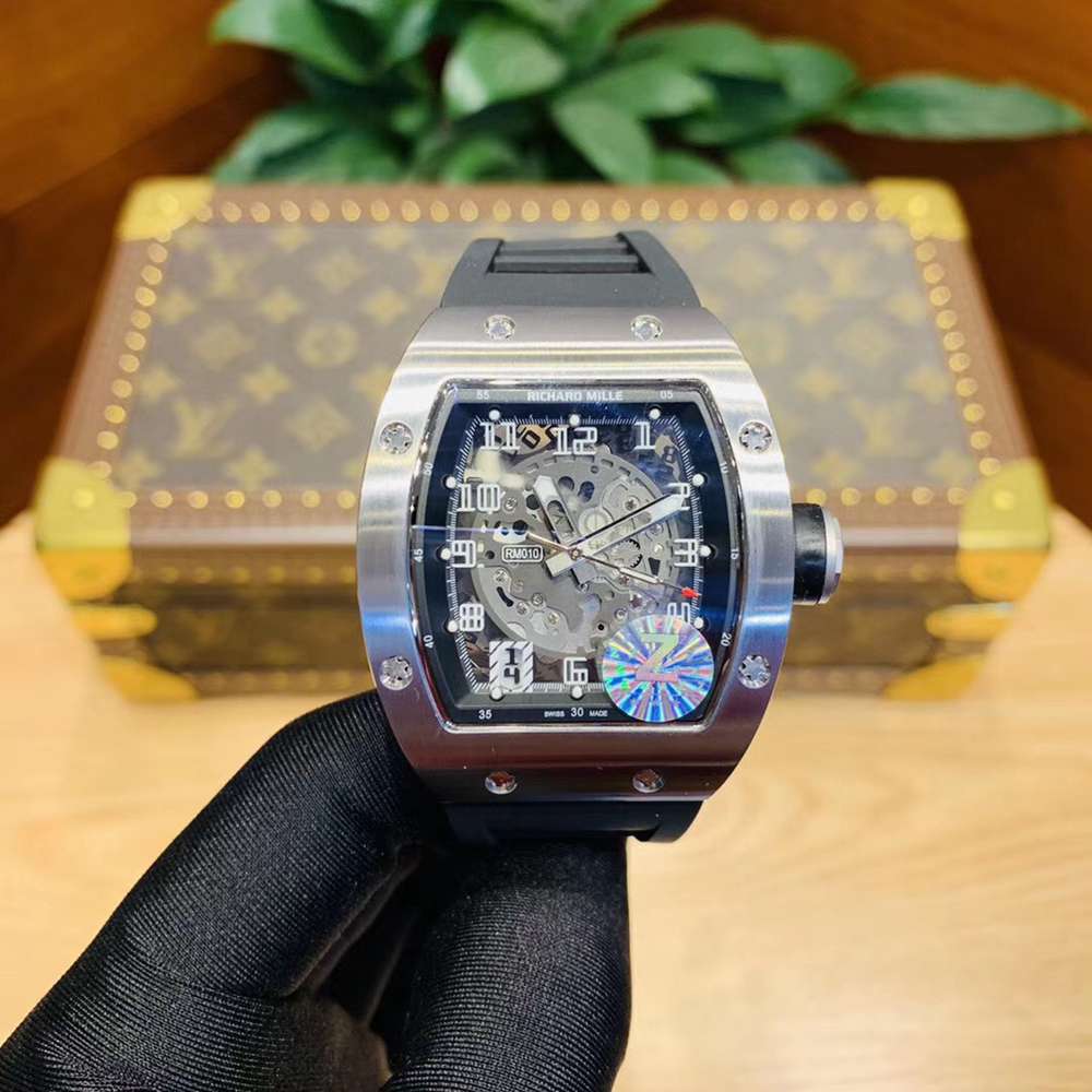 RM010 silver case black rubber automatic 40x50mm WS120