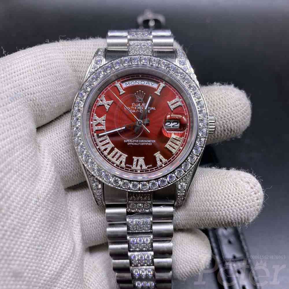 DayDate 40mm silver/red diamonds bezel automatic AAA S045