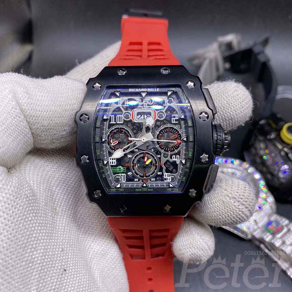 RM11-03 AAA black case red rubber automatic men watch M060