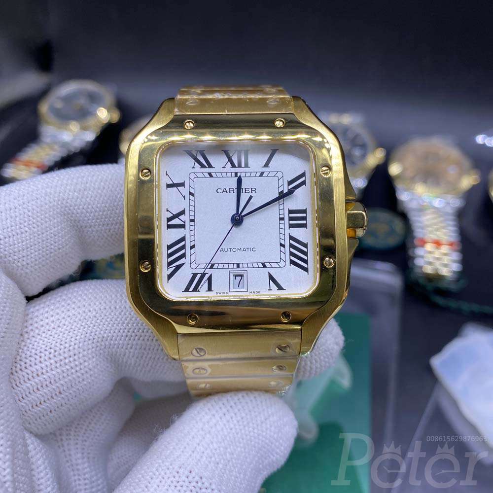 Cartier yellow gold case 38.5mm white dial high quality WT180