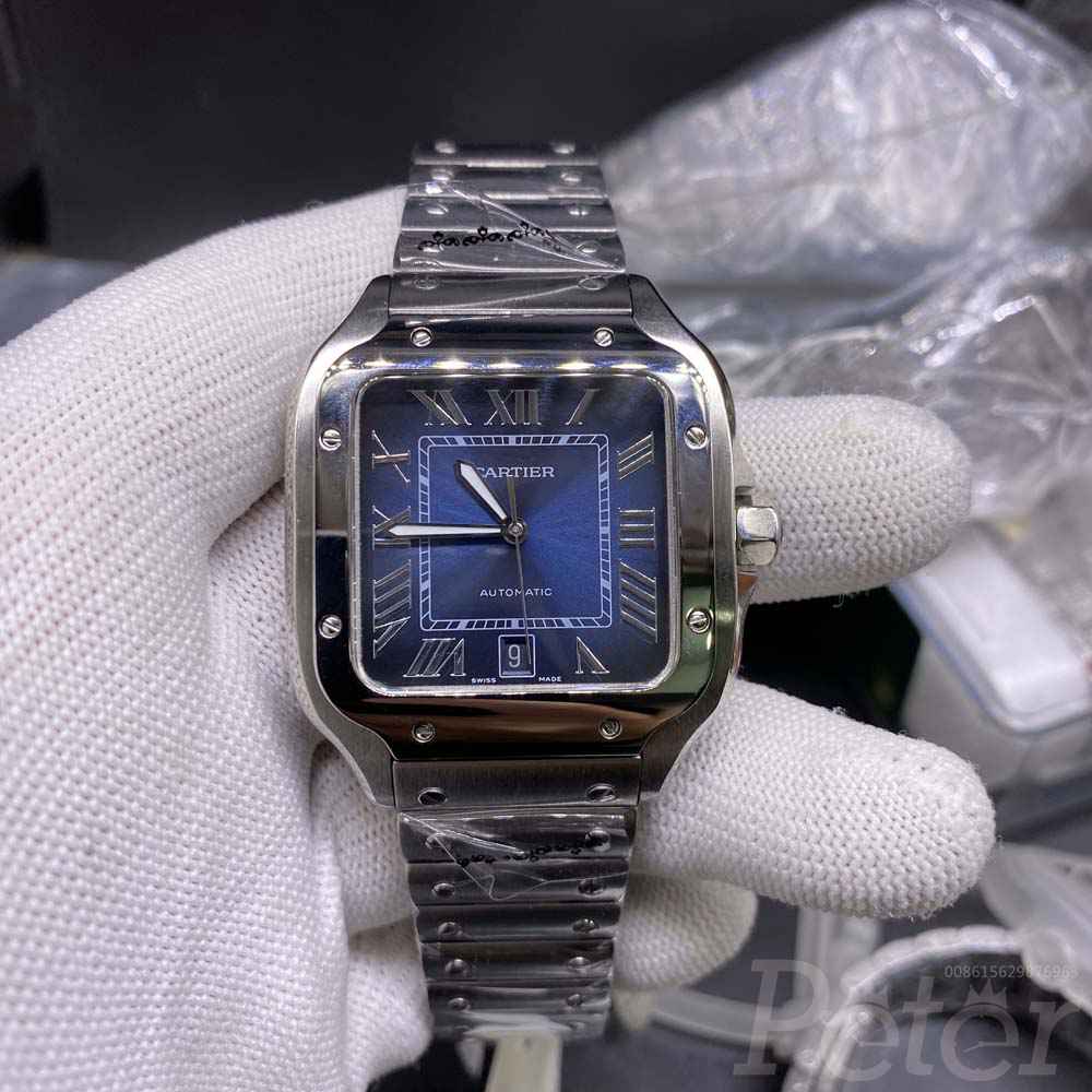 Cartier high grade silver case blue dial 38.5mm WT180