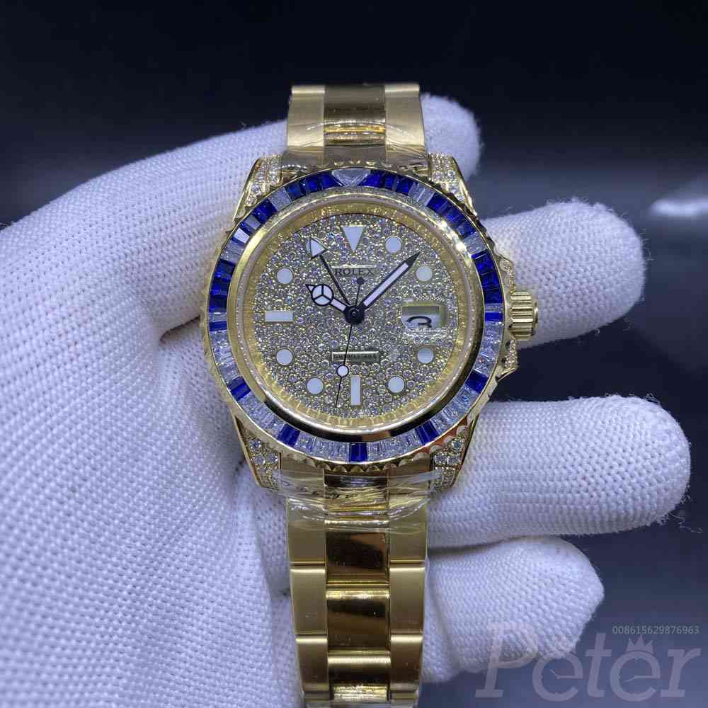 GMT diamonds face gold case 40mm automatic AAA MH060