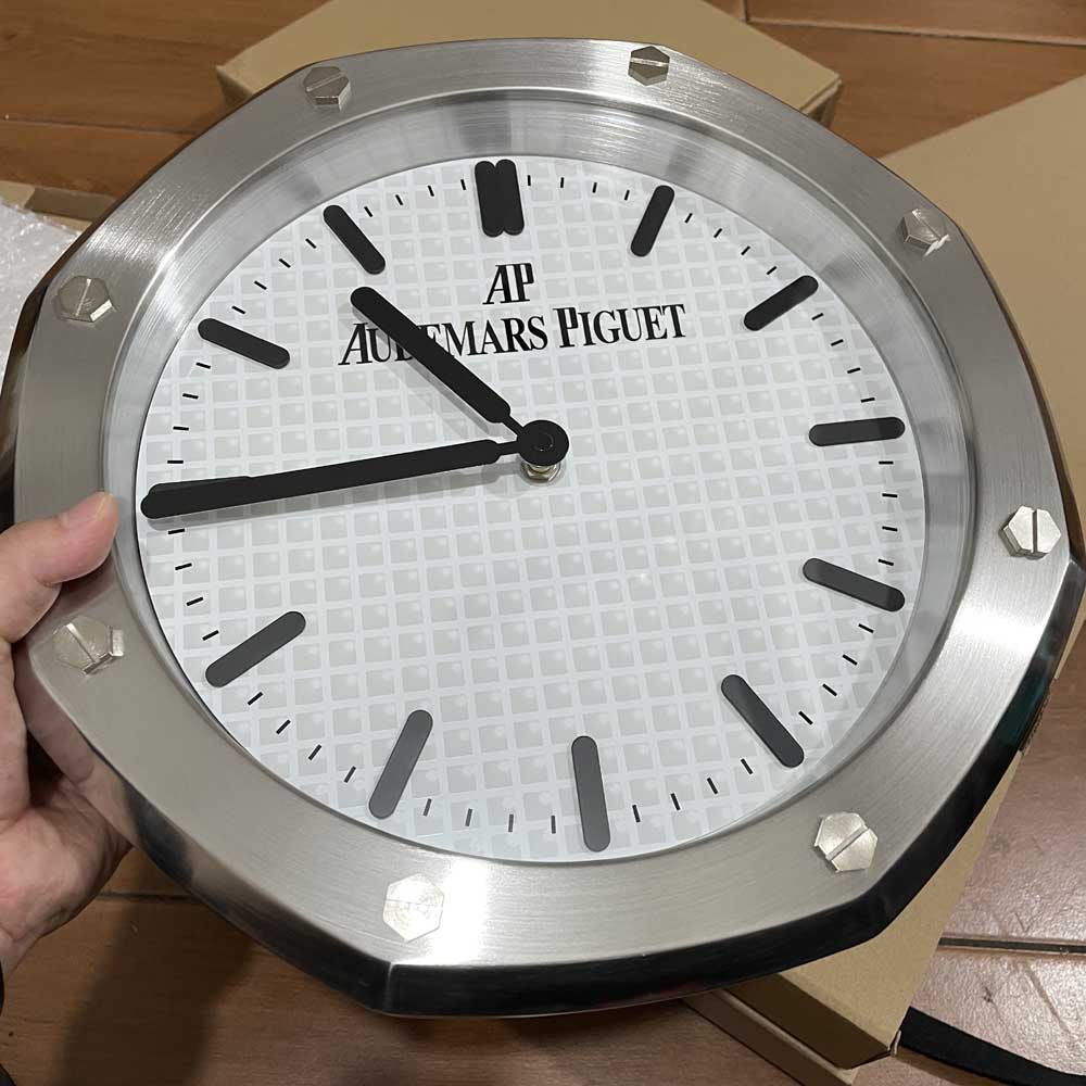 AP wall clock silver/white battery movement 34x5cm