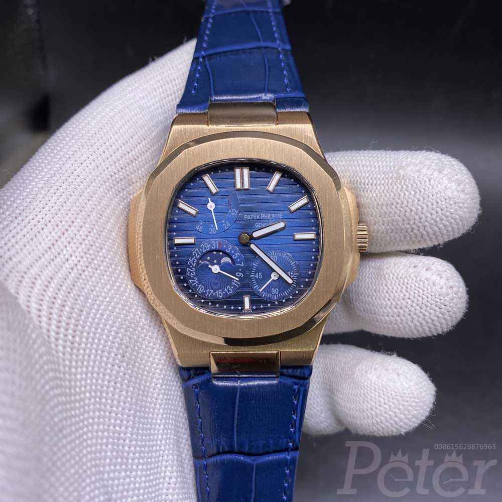 Patek rose gold with blue dial AAA hands-winding Z048