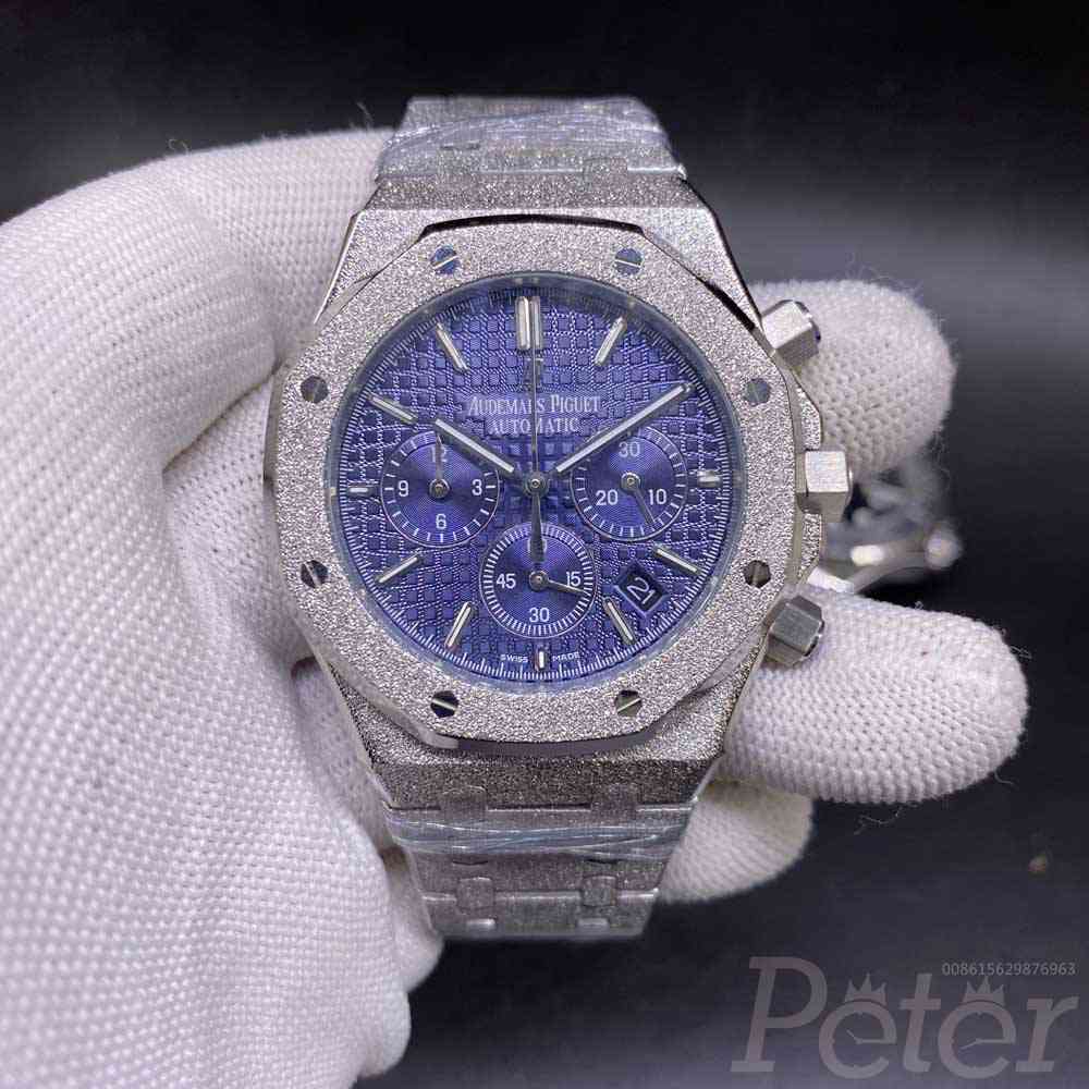 AP frosted silver case blue dial vk quartz 42mm XJ036