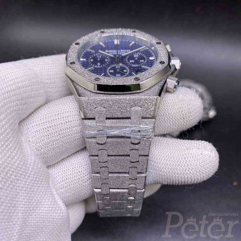 AP frosted silver case blue dial vk quartz 42mm XJ036
