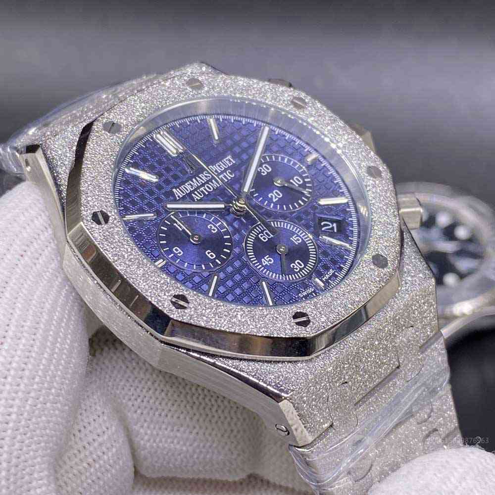 AP frosted silver case blue dial vk quartz 42mm XJ036