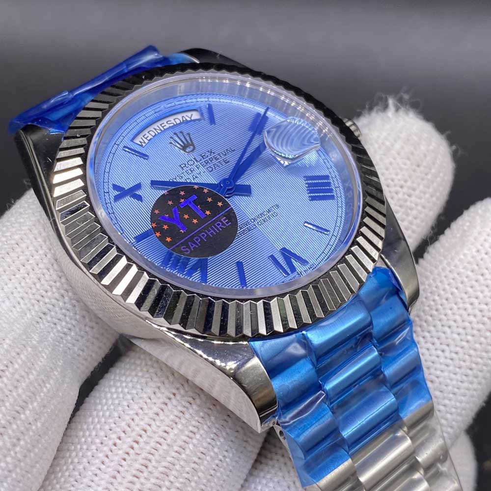 DayDate 41mm AAA+ silver case blue dial roman numbers president band men watch YT034