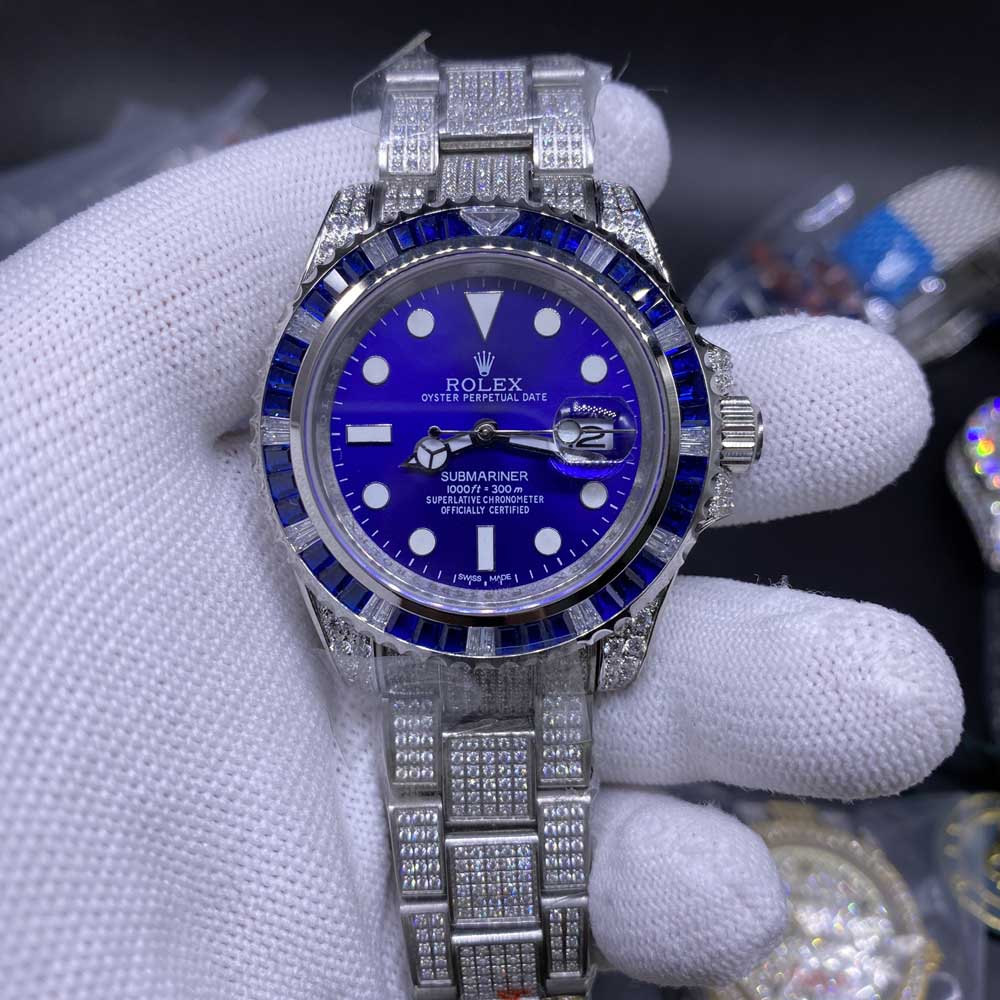 Rolex SUB blue full diamonds case 40mm AAA automatic MH105