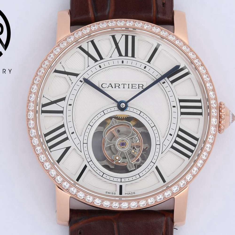 Cartier BBR2021 HPI00593 Real tourbillon 9452MC 40mm rose gold case brown leather WTxxx