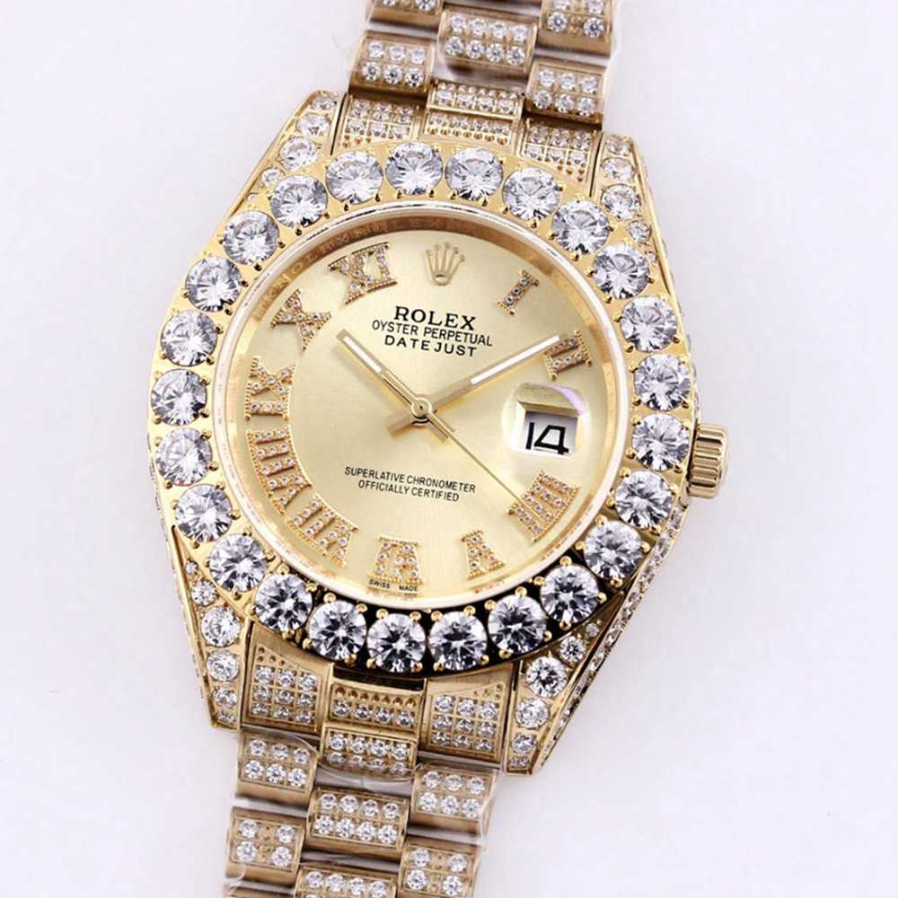 Datejust diamonds gold case 43mm gold dial roman stones numbers M090