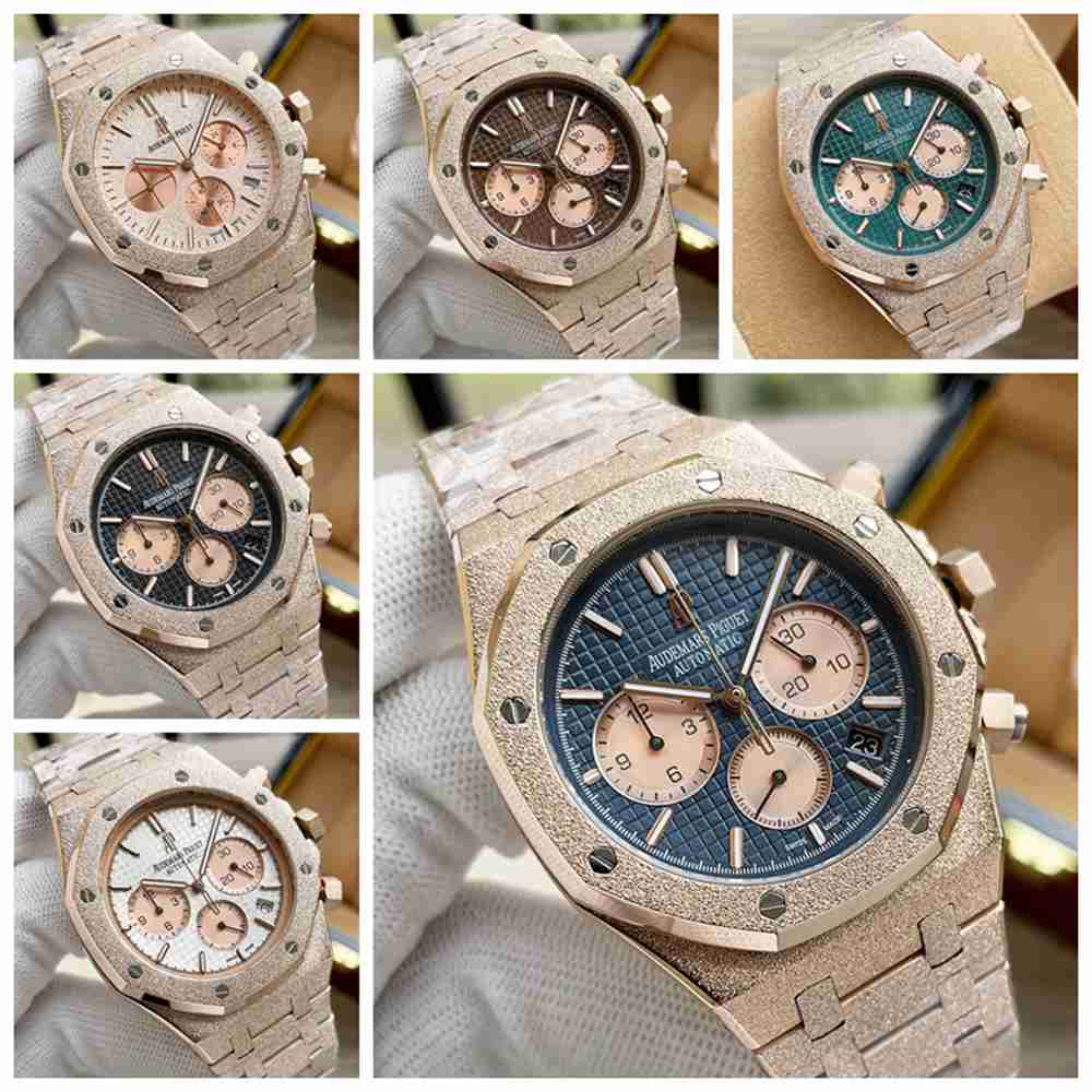 AP frosted rose gold case 41mm VK quartz movement men stopwatch WS055