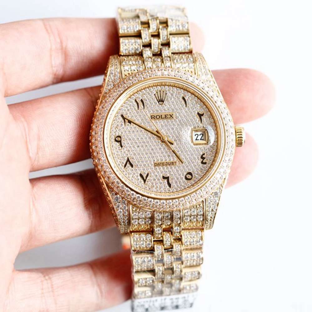 Datejust 40mm full diamonds gold case arabic numbers 3255 movement XD230