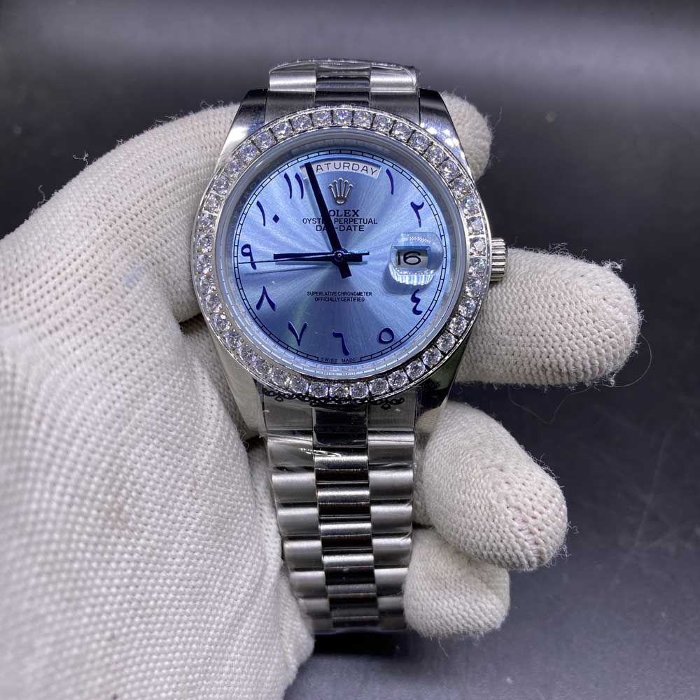 Daydate 40mm diamonds bezel blue dial arabic numbers AAA automatic 2813 S024