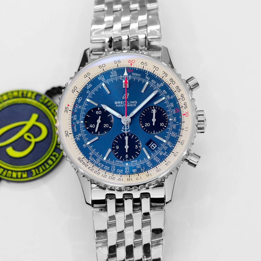 Breitling silver/blue 43mm Navitimer full works 7750 automatic GF factory WSxxx