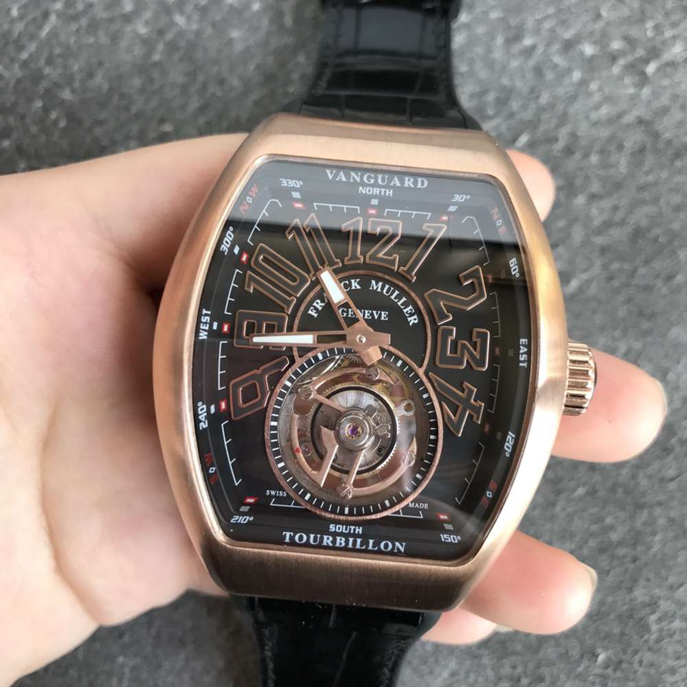 FM2001-02 V45 tourbillon manual movement rose gold with black leather WTxxx