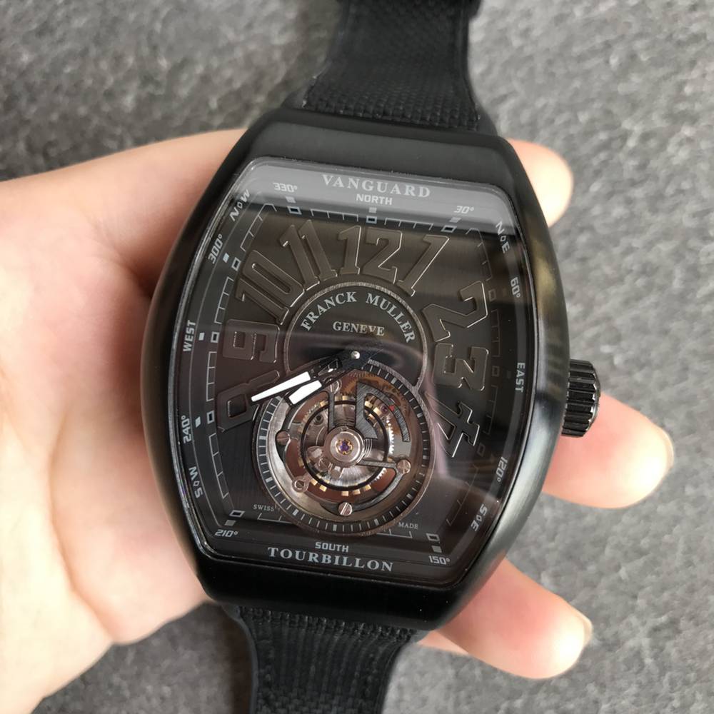 FM2001-02 V45 hands-winding real Tourbillon all black case luxury men watch WTxxx