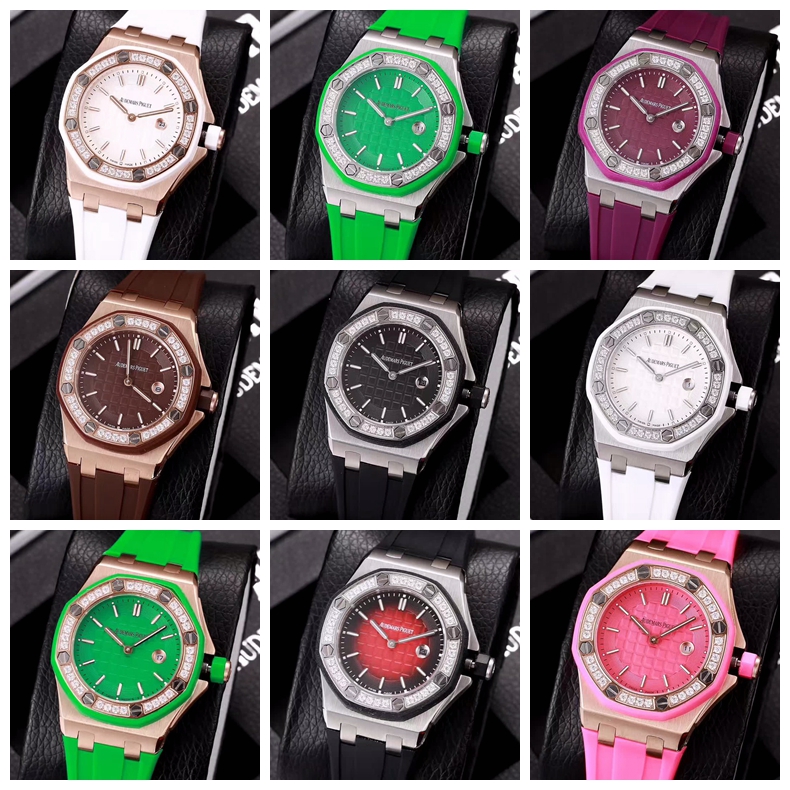 AP quartz women size with rubber strap diamonds bezel XJxxx