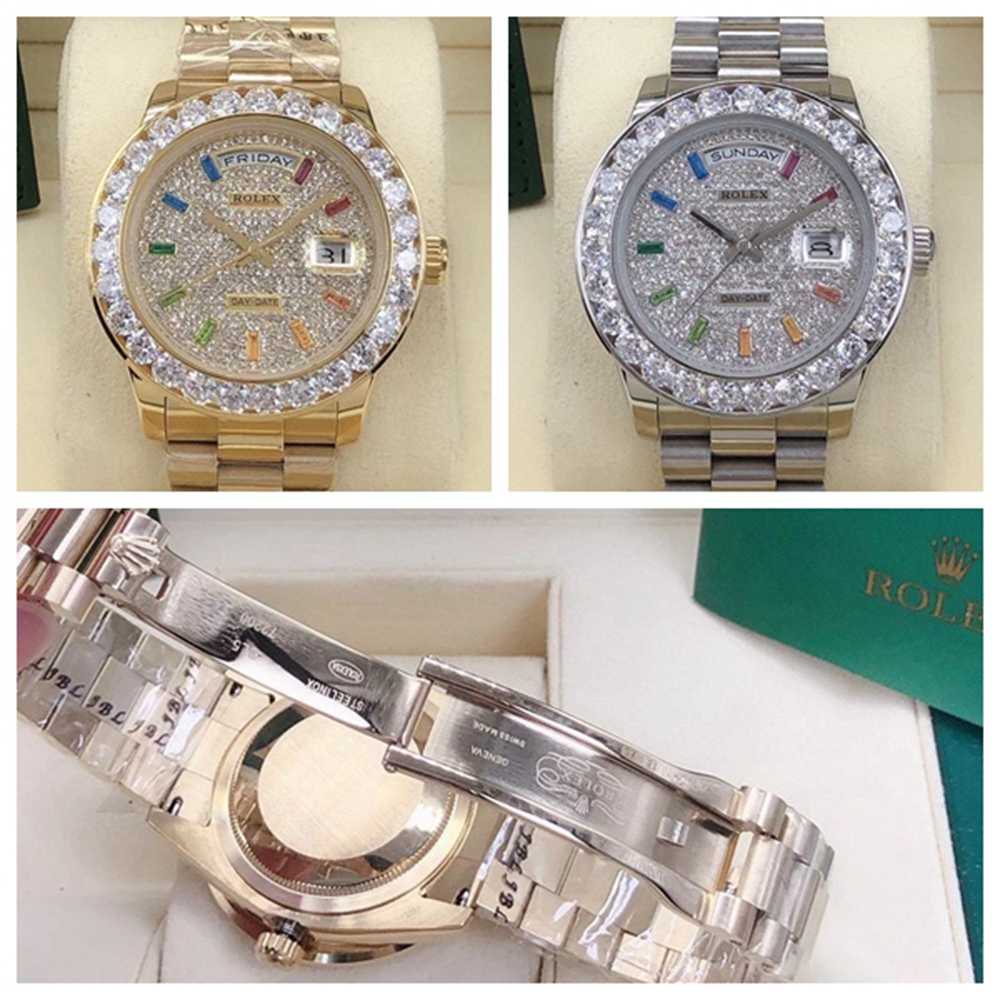 DayDate 40mm two colors rainbow stone numbers diamonds bezel AAA automatic S