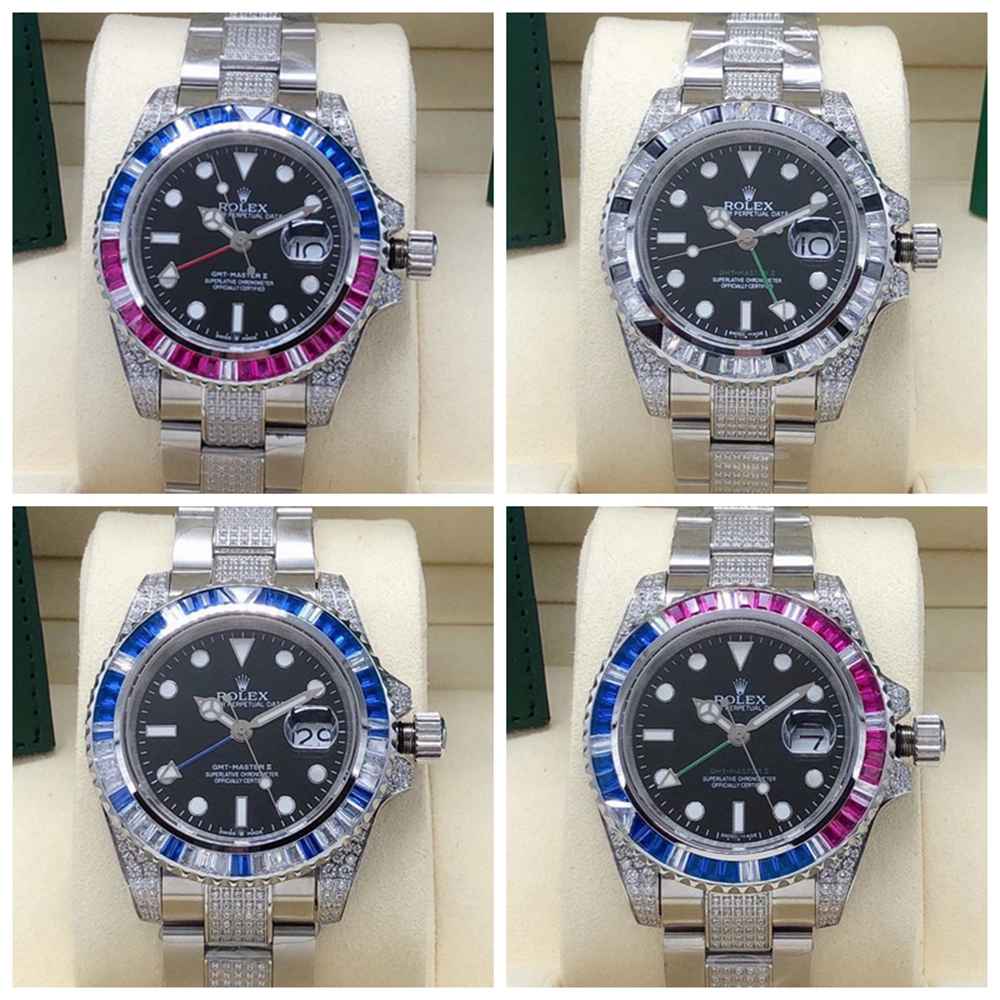 GMT II diamonds bezel 40mm AAA automatic 2813 movement stainless steel men watch Sxxx