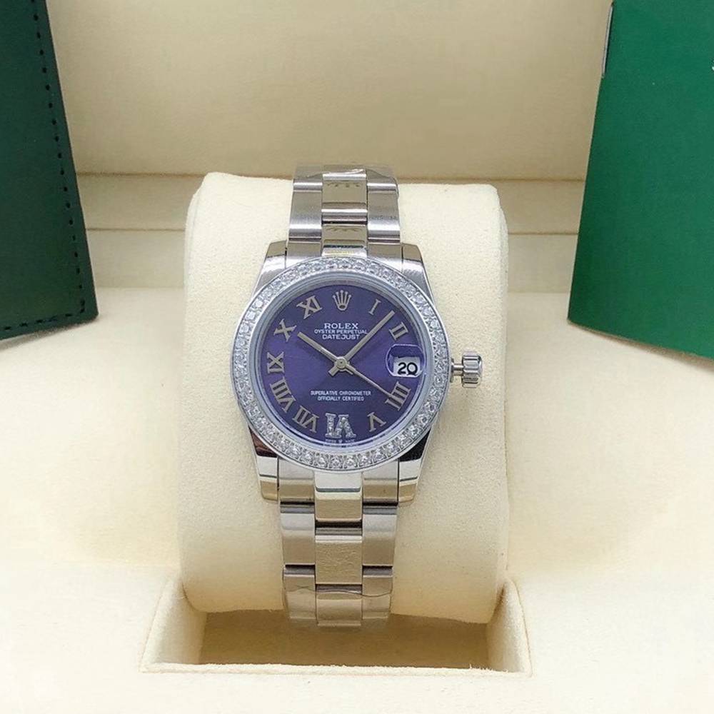 Datejust 31mm women automatic diamonds bezel blue dial roman numbers Sxxx