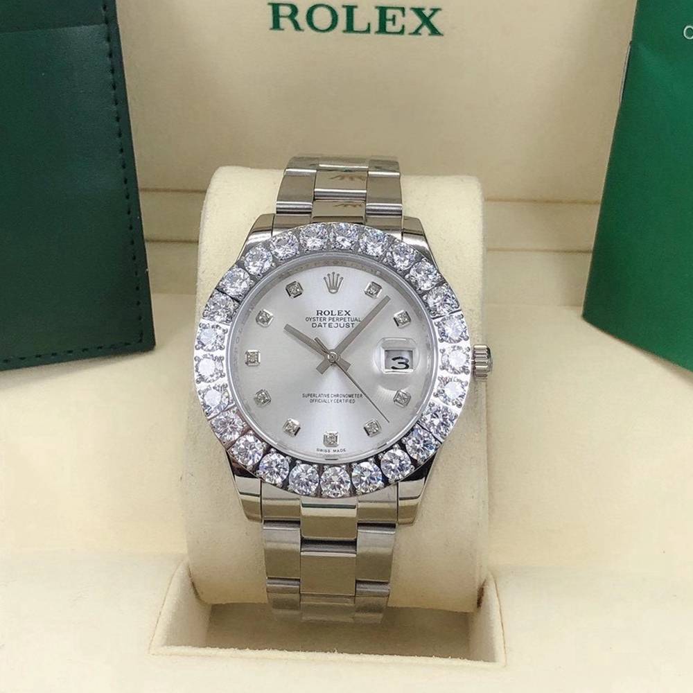 Datejust 43mm AAA automatic silver case silver dial prongset diamonds bezel oyster band Sxxx