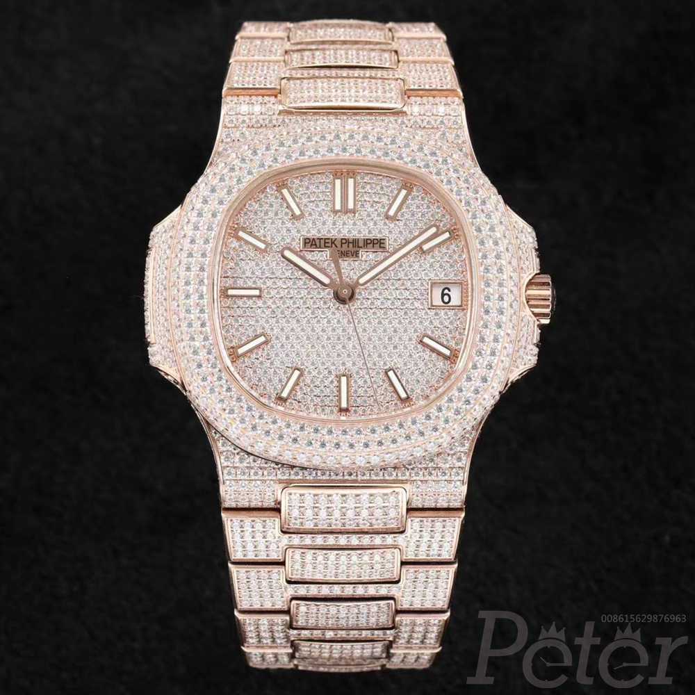 Patek 5711 R8 factory V3 full diamonds rose gold bustdown stones Cal.324 automatic WT275