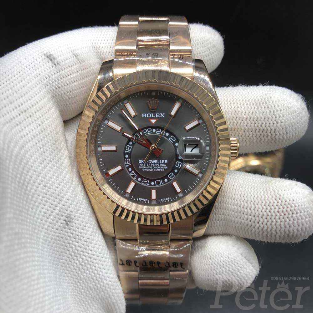 Sky-Dweller 41mm AAA automatic rose gold case gray dial S032