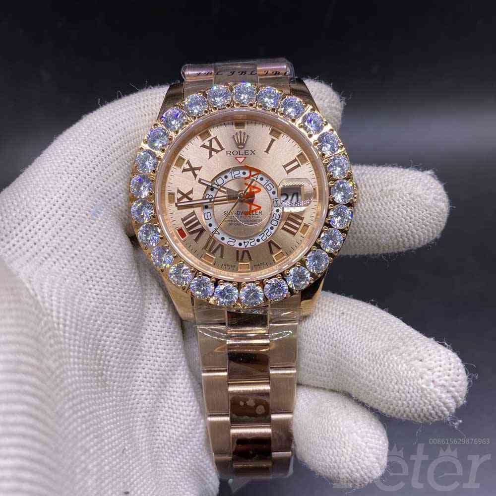 Sky-Dweller 43mm AAA automatic full rose gold case roman numbers men replica watch S038