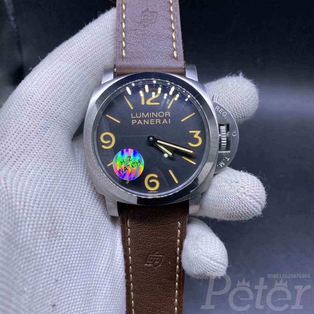Panerai Luminor silver case 45mm black dial brown leather AAA automatic HZ035