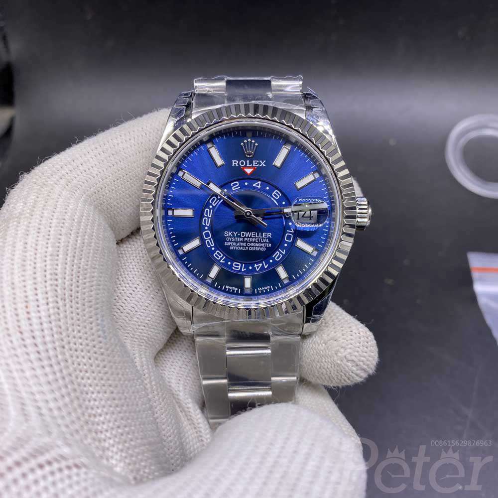 Sky-Dweller 42mm Noob factory 9001 all works silver case blue dial top grade WT150