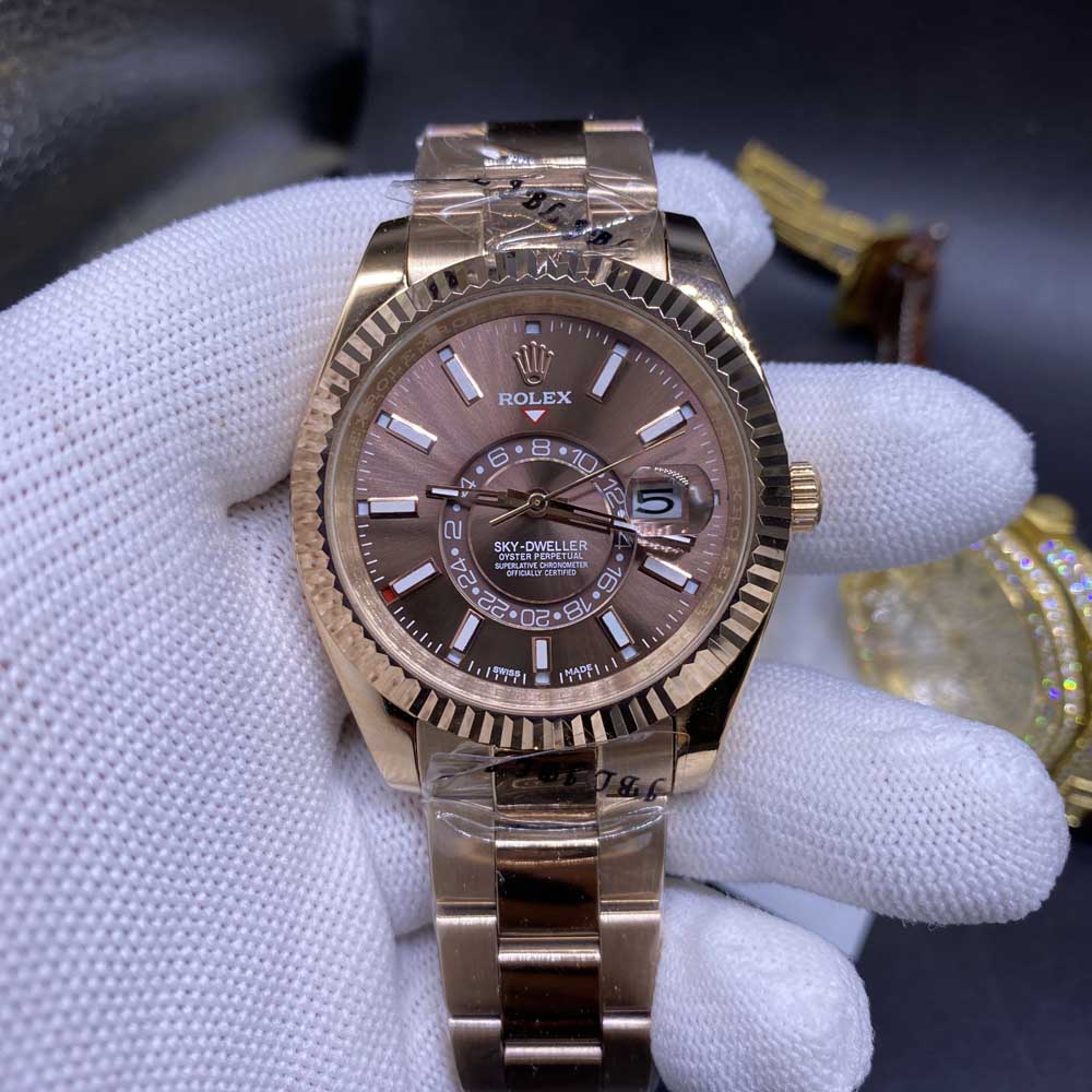 Sky-Dweller rose gold case 40mm brown face full work small circle AAA atuomatic S032