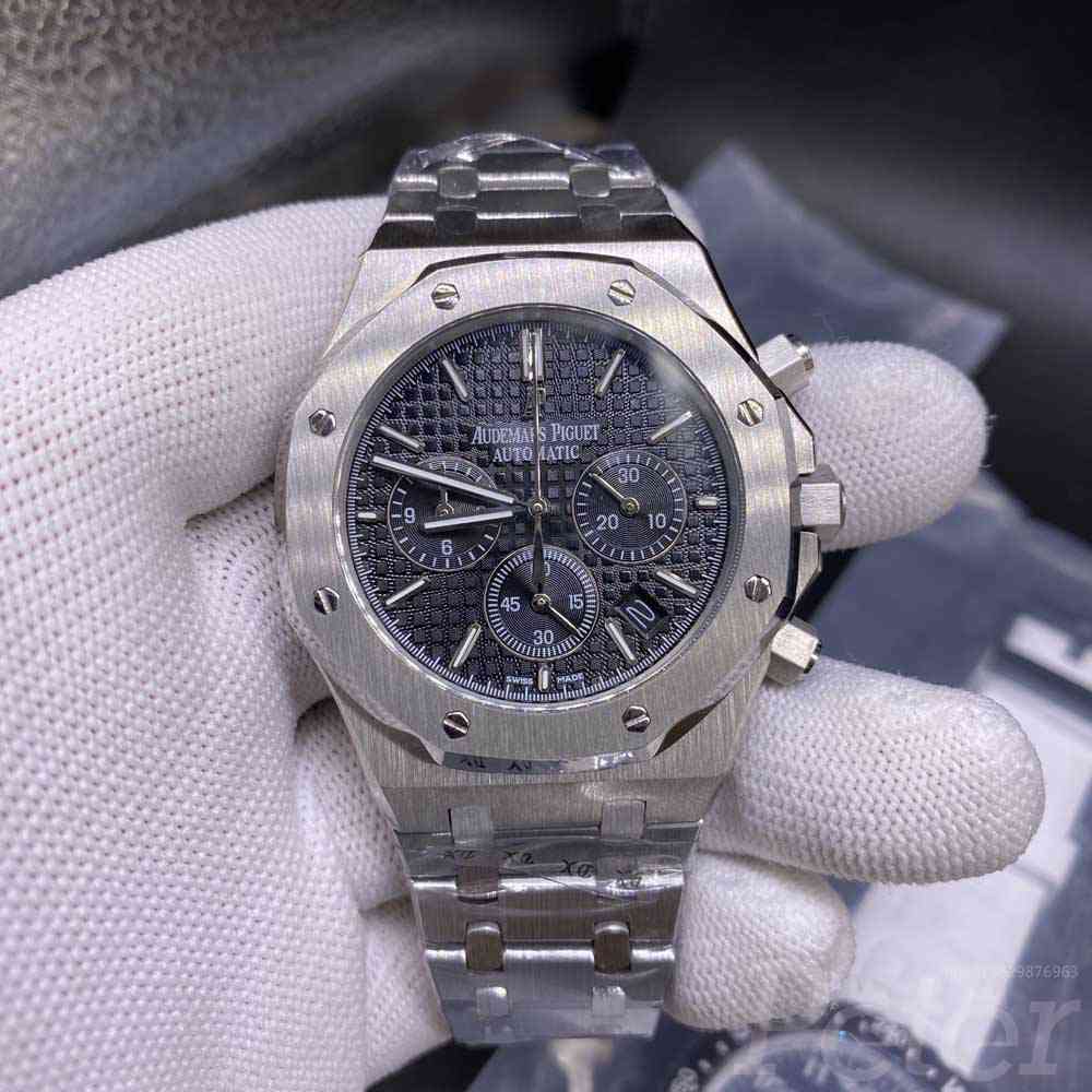 AP quartz movement vk silver case 42mm black dial men's stopwatch XJ028
