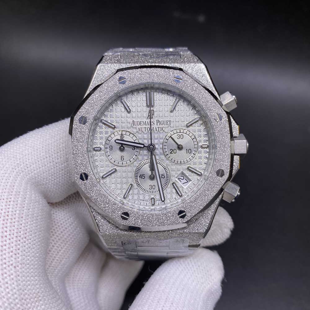 AP frosted silver case 42mm full chronograph vk quartz AAA men stopwatch XJ036