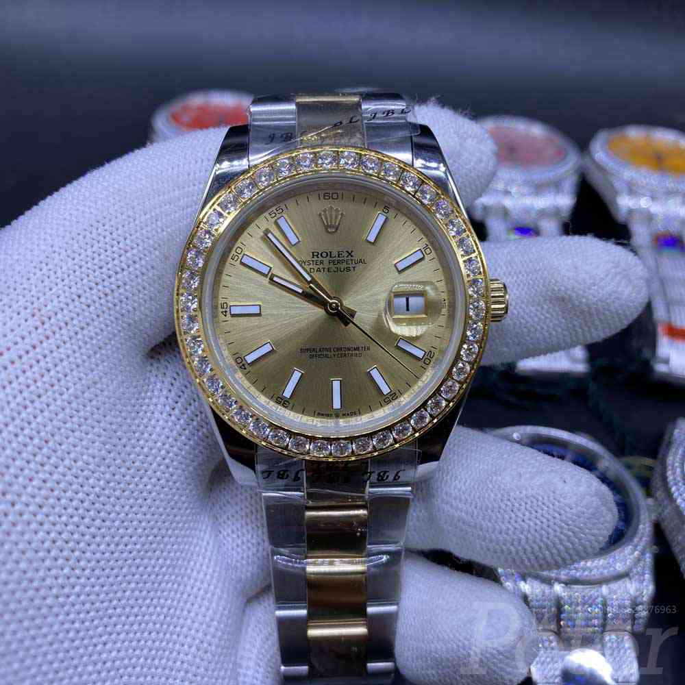 Datejust 2tone gold case 40mm gold dial diamonds bezel oyster band AAA 2813 Sxxx