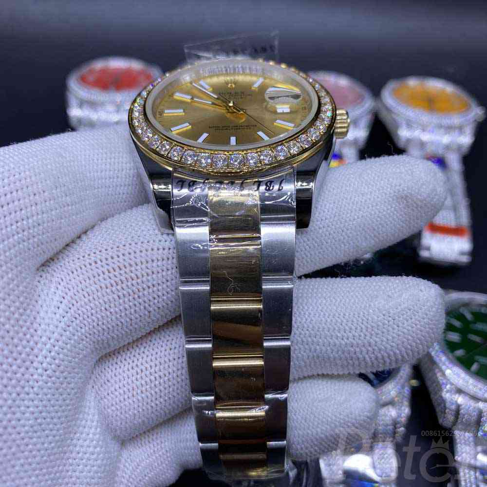 Datejust 2tone gold case 40mm gold dial diamonds bezel oyster band AAA 2813 Sxxx