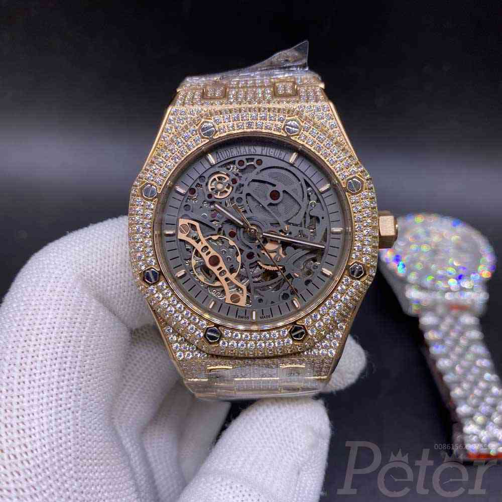 AP diamonds rose gold case 42mm AAA automatic shiny replica men watch XJ150