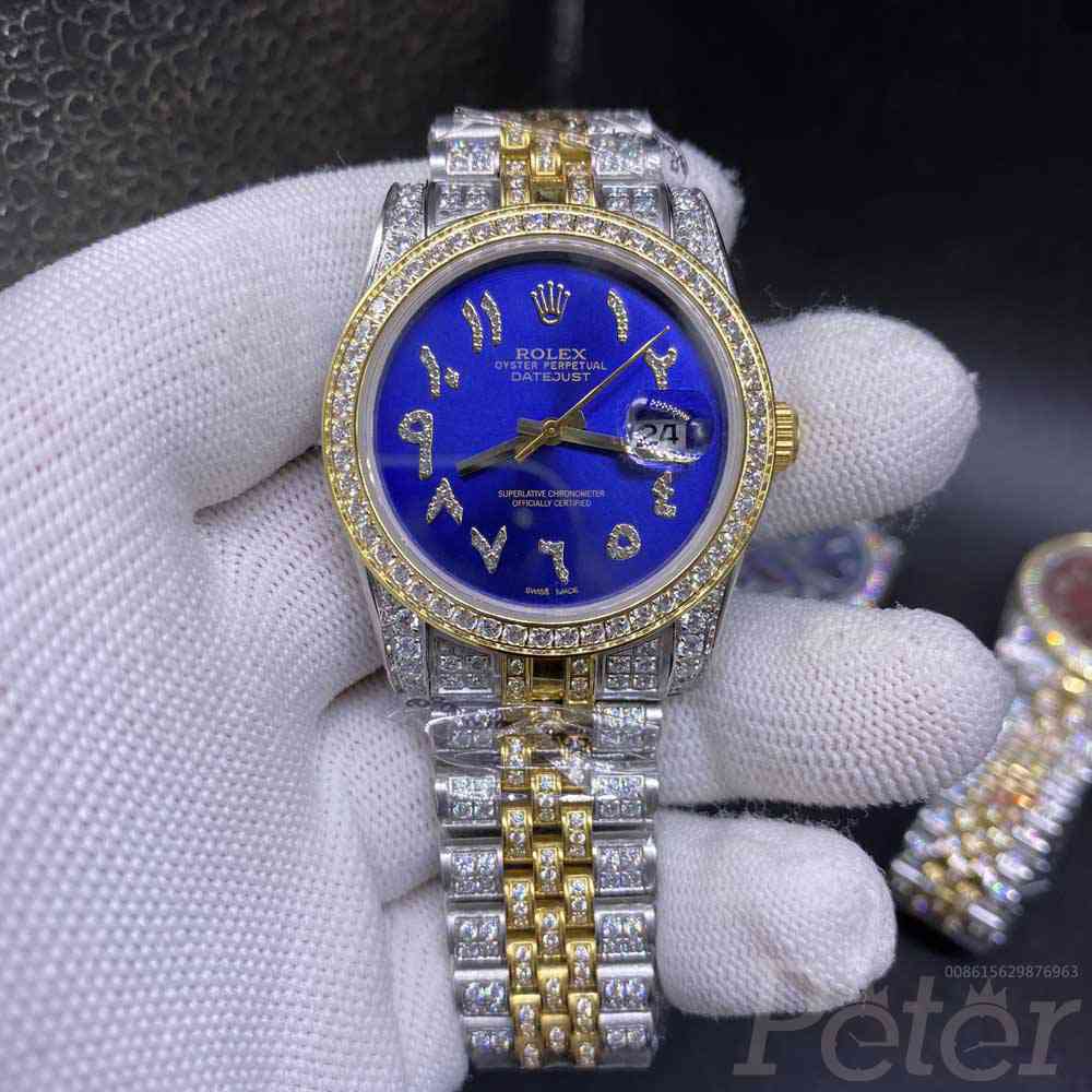 Datejust 36mm diamonds 2tone gold case blue dial arabic numbers AAA automatic MH105