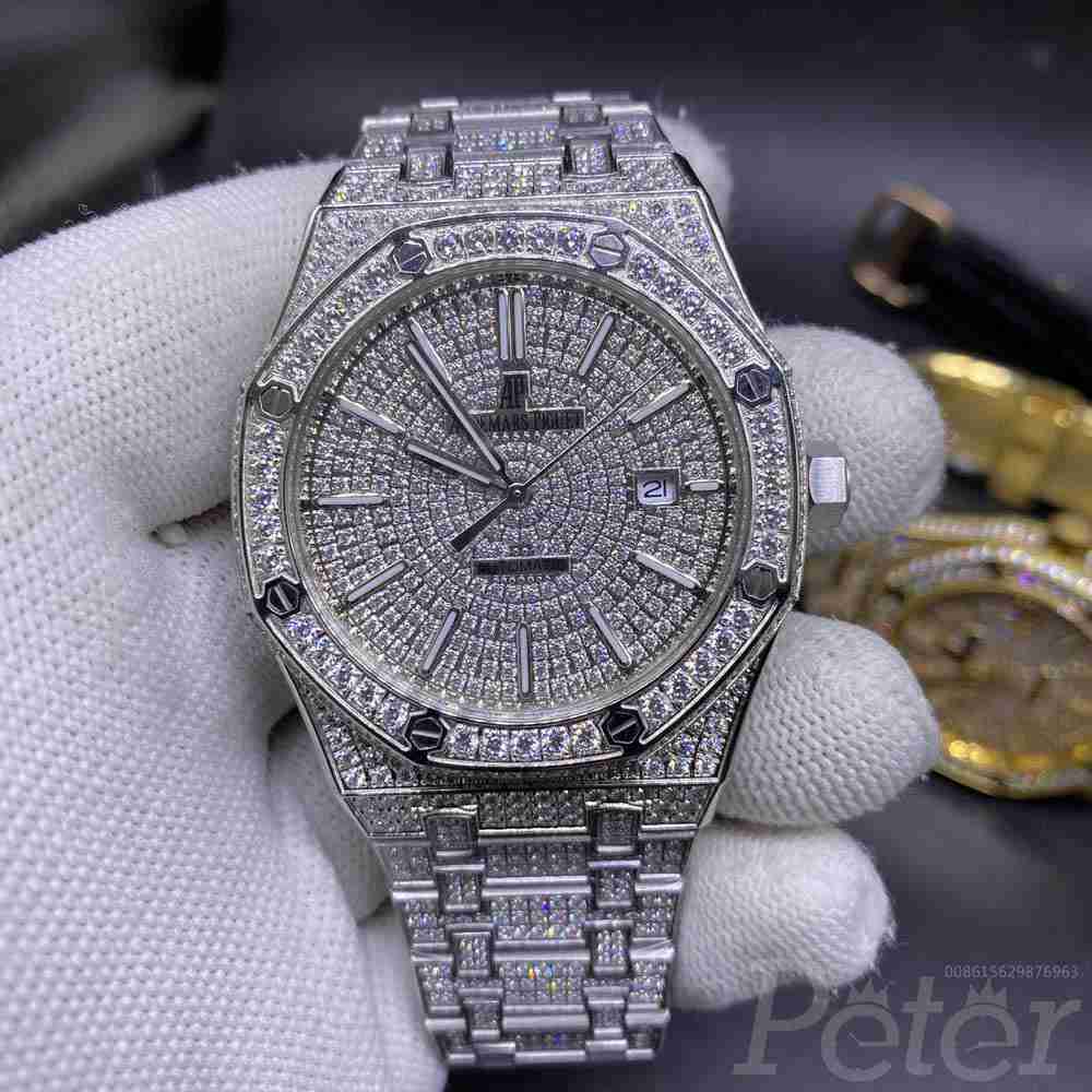 AP full diamonds silver case 42mm AAA automatic men shiny watch YC140