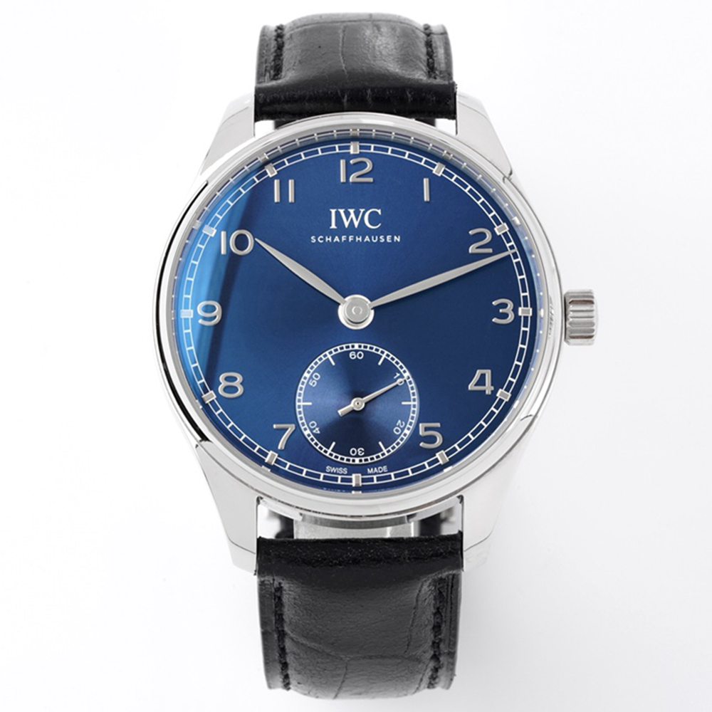 IWC 40mm ZF factory silver/blue Swiss grade 82200 black leather strap WT