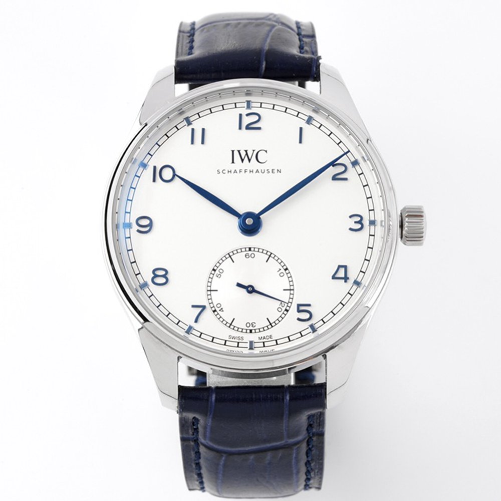IWC 40mm Swiss grade ZF factory automatic 82200 silver case blue leather blue numbers WT