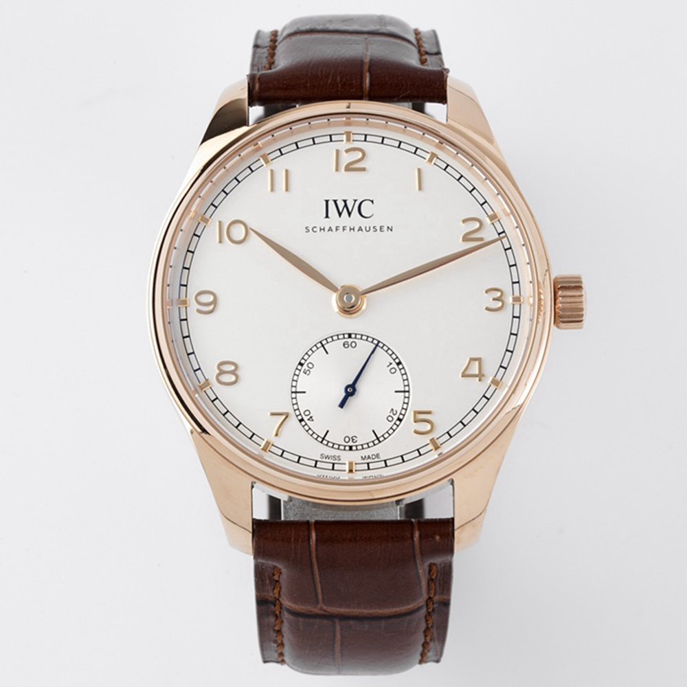 IWC 40mm ZF factory 82200 automatic rose gold case brown leather strap sapphire crystal WT