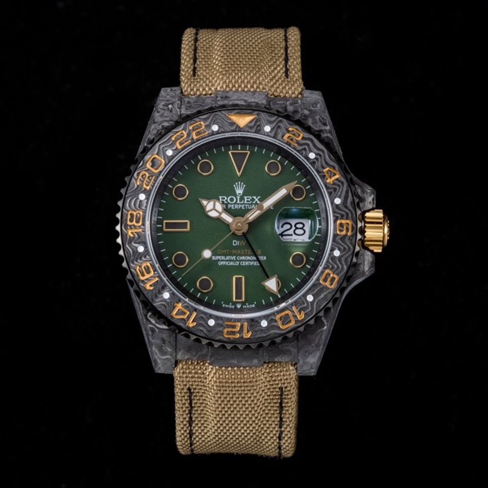 GMT Carbon black case 40mm green dial brown strap JH factory 3186 movement Mxxx