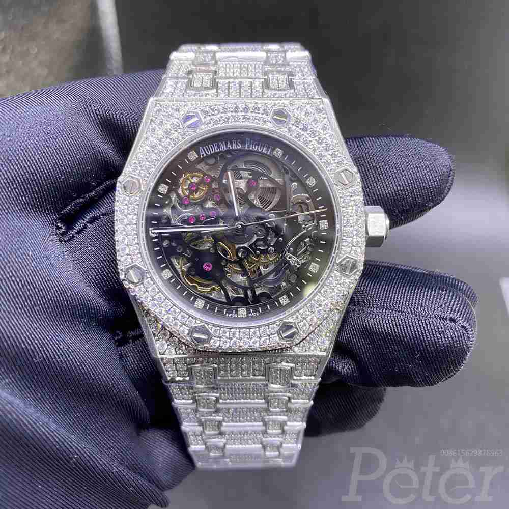 AP skeleton dial 39mm full diamonds silver case AAA automatic luxury shiny stones BL180