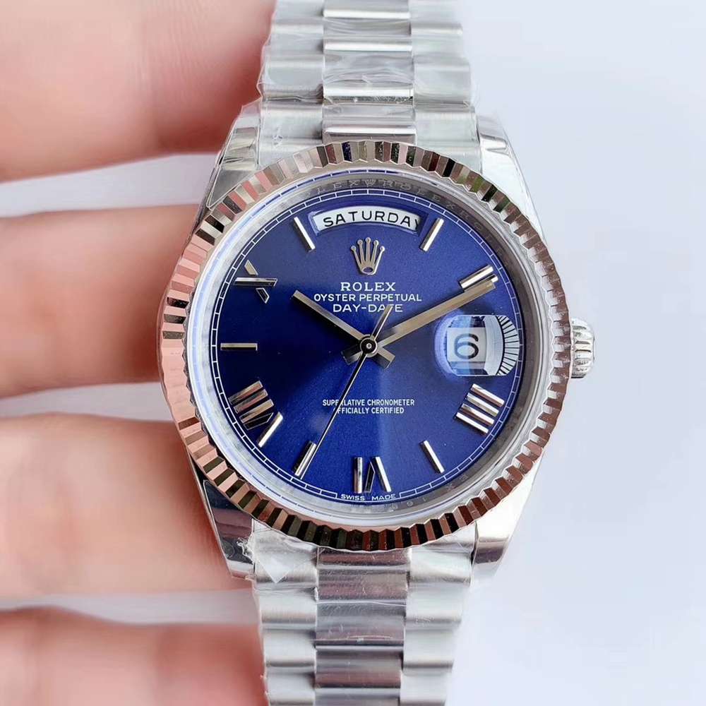 DayDate 3255 silver case 39mm blue dial roman numbers high grade Noob