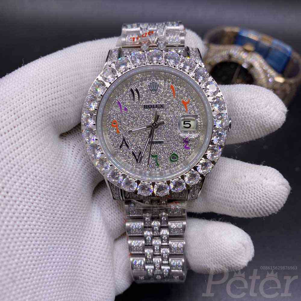 Datejust 42mm prongset diamonds bezel colorful Arabic numbers AAA automatic jubilee band BL102